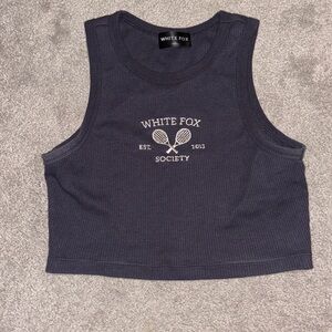 White fox waffle cropped tank top